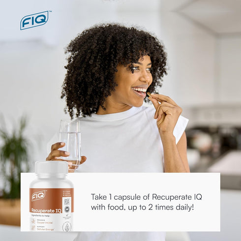 FIQ - Recuperate IQ - 5-in-1 Copper Supplements with Copper Bisglycinate, Easy-to-Swallow 2 mg Capsules, 60 Capsules