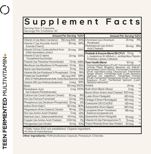 Omega-3 60 Codeage Teen Multivitamin Supplement Daily Vitamins and Minerals for Teen Boys and Girls Organic Whole Food
