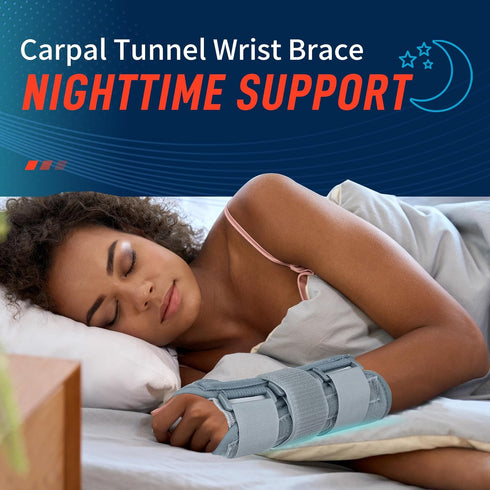 FEATOL Adjustable Wrist Brace for Carpal Tunnel, Night Sleep Support with Splints, Right Hand, Medium/Large for Men