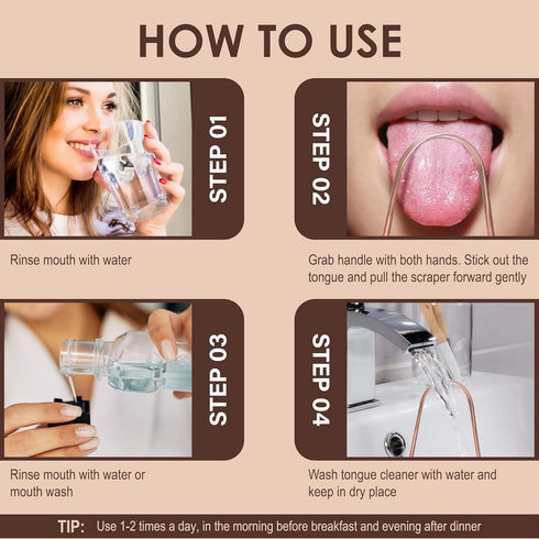 TruLife Tongue Scraper for Adults, 2 Pack, Metal Tongue Cleaner for Oral Care, Travel Cases Included