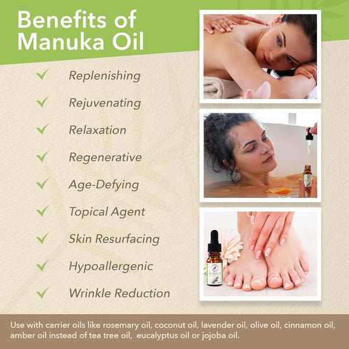100% Pure New Zealand Manuka Oil - Organic Essential Oil, 35x Stronger Than Tea Tree Oil for Skin, Hair, Diffuser