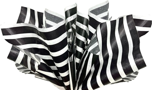 Premium Tissue Paper, Black & White Stripes, 20 X 30-24 Sheet