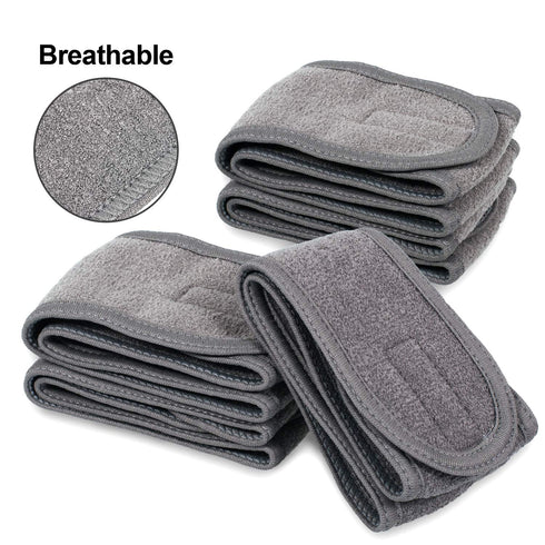Whaline Spa Facial Headband Wrap, Terry Cloth Headband 4 Counts Stretch Towel for Bath, Makeup and Sport (Gray)