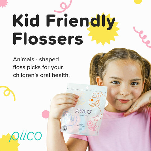 Unflavored Kids Floss, No Fluoride Dual Line Dental Floss Picks, Colorful Floss Sticks Design, 240 Count with Travel