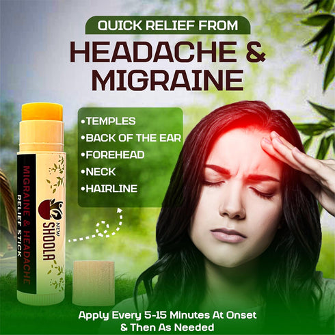 Migraine Relief Essential Oil Roll Stick, Organic Herbal Balm for Headache & Neck Tension