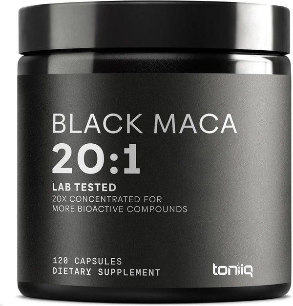 Toniiq Black Maca Root - Ultra High Potency 20:1 Extract - Single Origin,