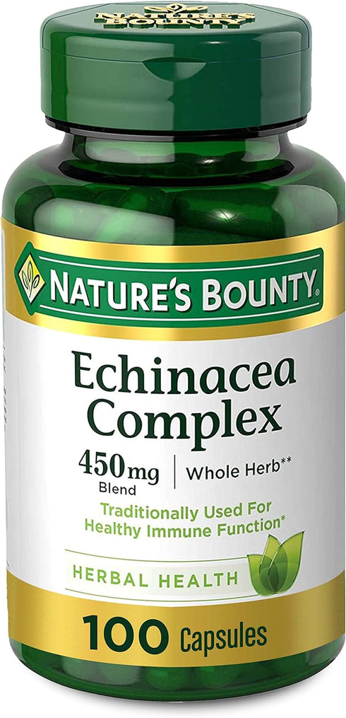 Nature's Bounty Echinacea Complex, Herbal Supplement, 450 mg, 100 Capsules