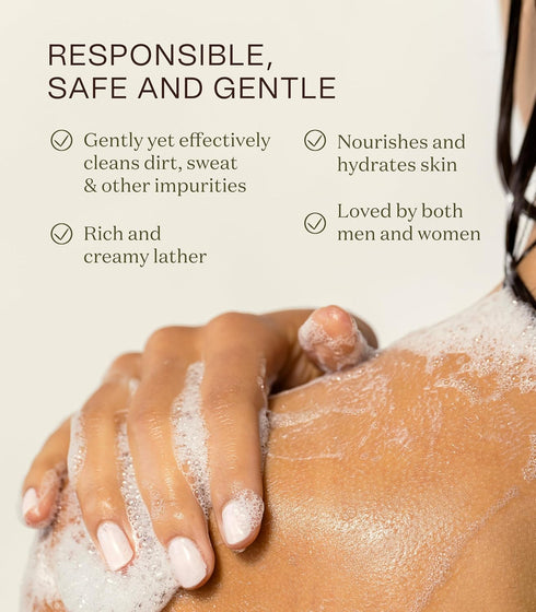 Non Toxic Vegan Body Wash with Organic Ingredients - Moisturizing for Dry Skin, Paraben Free, 16 FL. OZ