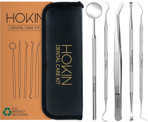 Dental Tools by HOKIN - 5 Pcs Plaque Remover Teeth Cleaning Tool Kit for Men Women Kids