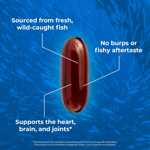 Fish Oil Supplements with Omega 3 Fatty Acids - 120 Softgels for Heart & Joint Health, Burpless Fish Oil
