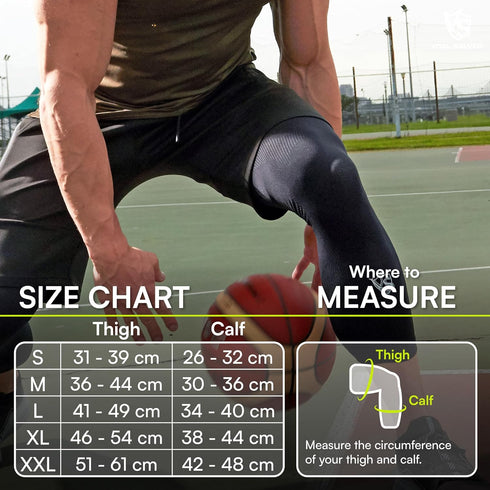 Vital Salveo-Sports Outdoor Compression Long Knee Sleeve Leg Support, X-Large