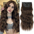 Vigorous Clip in Hair Extensions 20 Inch, 6 Pcs Long Wavy Hairpieces in Medium Brown