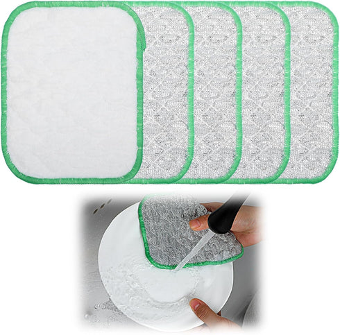 YBEATY 5 Pcs Wire Dishwashing Cloth Multipurpose Double-Sided Stainless Steel Wire with Multi-Layer Cotton Thread Metal