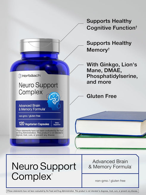 Horbaach Brain Supplement - 120 Capsules with Phosphatidylserine & DMAE for Memory, Focus, Clarity