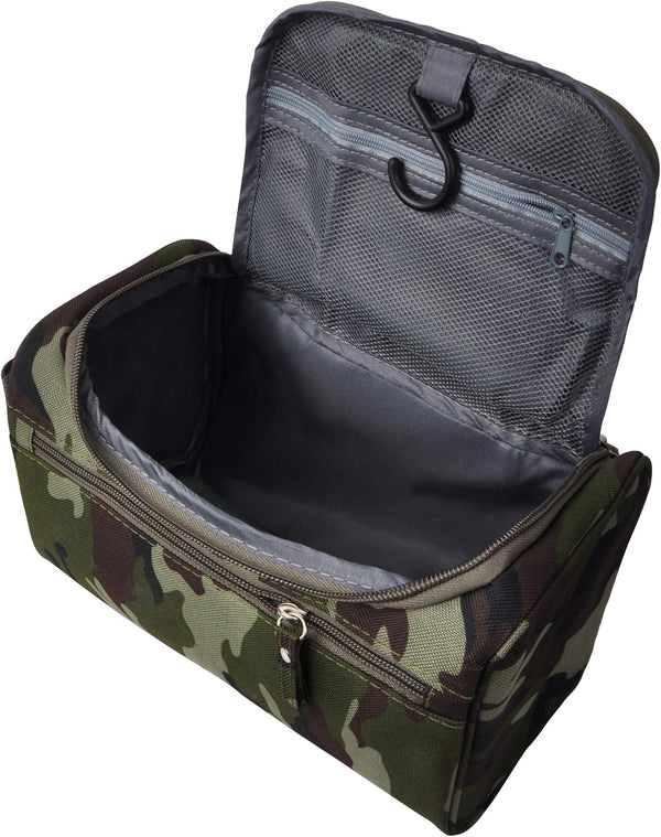 Vercord Mens Toiletry Bag, Small Wash Travel Shaving Dop Kit, Camo Dark Green Bathroom Hygiene Bag