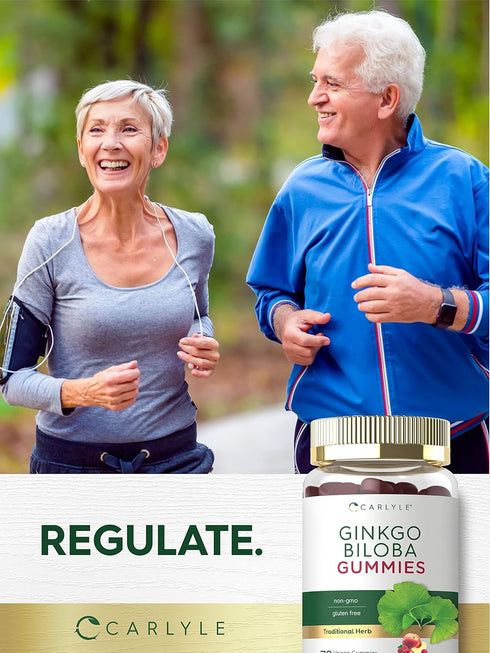 Carlyle Ginkgo Biloba 300mg | 70 Gummies | 45:1 Leaf Extract with Peach Raspberry Flavor | Vegan, Non-GMO, Gluten Free
