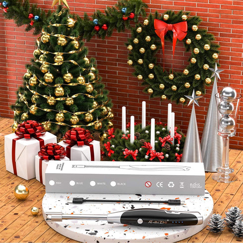 AT-Mizhi Electric Lighter, Rechargeable Long Neck Lighter with LED Flashlight for Candles & BBQ
