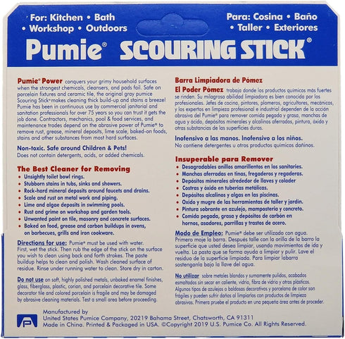 PUMIE Scouring Stick, Heavy Duty Extra Strong Pumice Cleaning Bar, 2 Pack