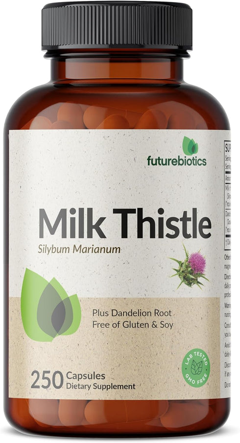 Futurebiotics Milk Thistle Silymarin & Dandelion Root: Liver Health Support, Antioxidant Support, Detox, 250 Capsules