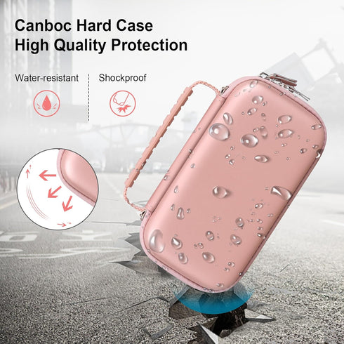 Canboc Carrying Case for Asthma Inhaler, Handheld Spacer Bag with Removable Shoulder Strap and Mesh Pocket (Rose Gold)