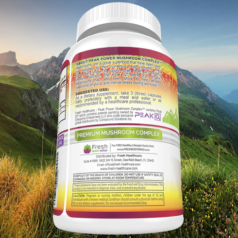 FRESH HEALTHCARE Mushroom Supplement, Lions Mane, Cordyceps, Reishi, Turkey Tail, 90 Vegan Capsules