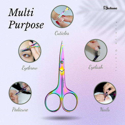 Professional Grooming Scissors, Small Curved Stainless Steel Eyebrow Scissors for Women