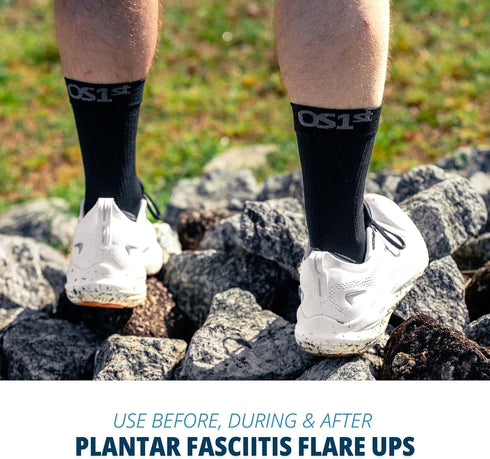 OS1st FS4 Crew length Plantar Fasciitis Socks for relief from heel and arch pain, swelling, and painful plantar