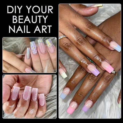 Short Square Nail Tips for Nail Extensions, 360pcs Pre Etched Gel Fake Nails Tips for Women, DIY French Style Salon at