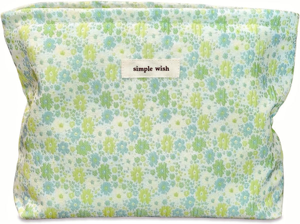 STARDW Aesthetic Floral Makeup Bag, Large Cute Cosmetic Bag Organizer for Women Girls, Travel Toiletry Pouch (Fresh