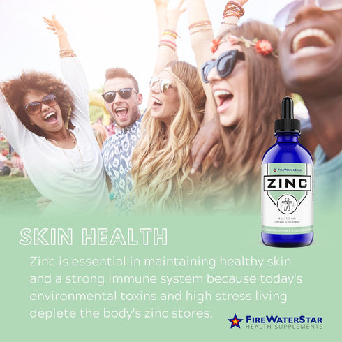 Immune 60 4 oz FWS Liquid Zinc Supplement for Men Women Kids, Organic Non-GMO Vegan, Ionic Zinc Sulfate Drops, System