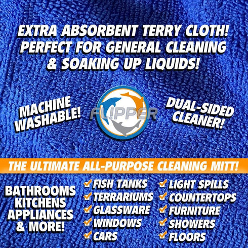 Flipper FLIP-MITT 2 in 1 Dual-Sided Terry Cloth and Microfiber Cleaning Mitt - 2 Pack