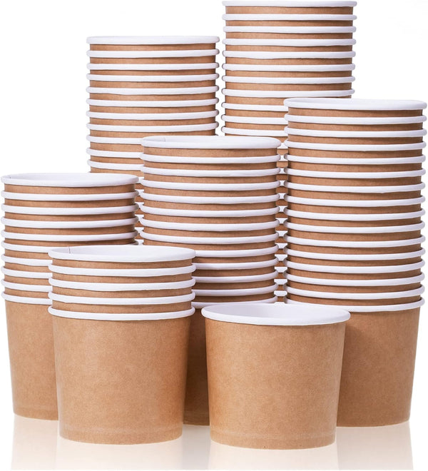 MATICAN 100-Count Paper Ice Cream Cups, 11-Oz Disposable Dessert Bowls for Hot or Cold Food, Party Supplies Treat Cups