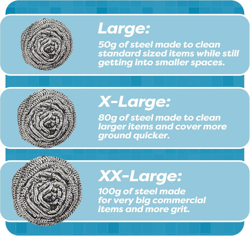 12 Pack Stainless Steel Scourers by Scrub It – Steel Wool Scrubber Pad for Dishes, Pots, Pans, and Ovens