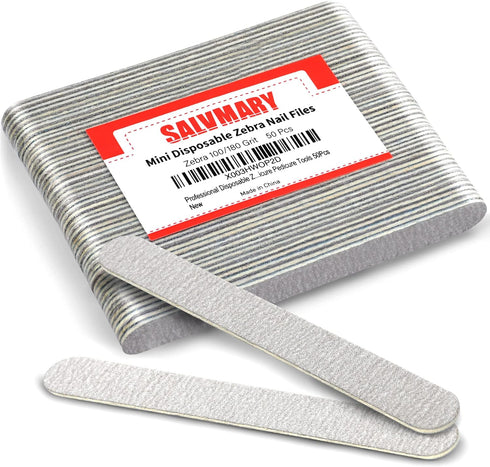 Professional Disposable Zebra Nail Files, 100/180 Grit Double Sided Emery Board (50Pcs)