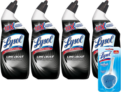 Lysol Lime & Rust Toilet Bowl Cleaner Gel, 24 Oz (Pack of 4), Destroys Stains from Hard Water