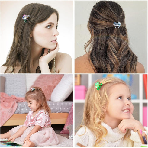 Mini 1.2 Inch Plastic No-Slip Grip Jaw Hair Clip, Floral Printed Small Acrylic Hair Claw Clips, Pack of 12