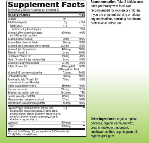 Nature's Way Alive! Garden Goodness Men's Multivitamin - 60 Tablets with High Potency B-Vitamins