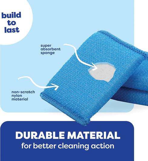 SCRUBIT Multi-Purpose Dish Scrub Sponge, Non Scratch Cleaning Sponges for Pots, Dishes - 12 Pack Blue
