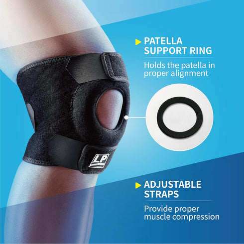 LP SUPPORT 788CA Knee Support Brace Open Patella Adjustable Hook and Loop for Running, Biking, Aerobics, Fitness