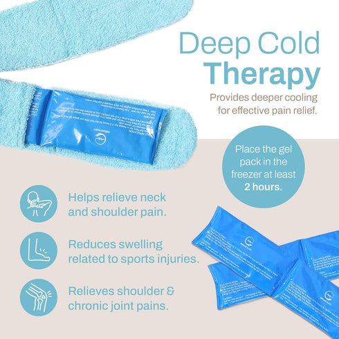 Cooling Towel with 2 Soft Gel Ice Pack Inserts, Multi-Purpose Compression Wrap for Neck, Legs, Arms, Shoulders, Ideal