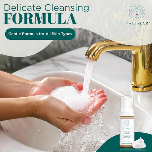 PALIMAR Intimate Wash - Gentle Foam Cleanser for pH Balance Feminine Wash, Hydration, Cooling Effect, Odor Control pH