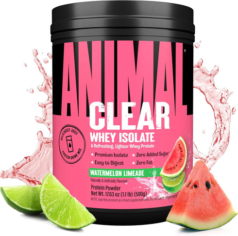 Clear Whey Isolate Protein Powder - Easy to Digest, 5g BCAA, Watermelon Limeade, 500g (20 Servings)