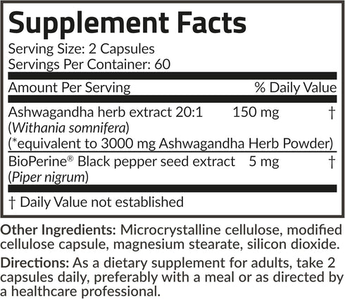 Futurebiotics Ashwagandha Extra Strength - Stress & Mood Support with BioPerine, Non-GMO, 120 Vegetarian Capsules