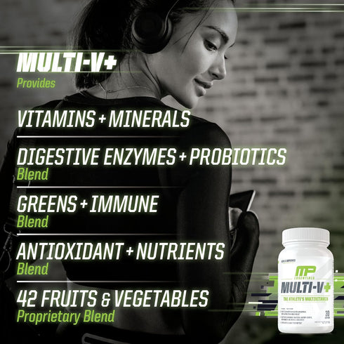 Muscle Pharm Essentials Multi-V+, 90 Tablets - The Athlete's Multi-Vitamin for Enhanced Energy, Performance & Immune