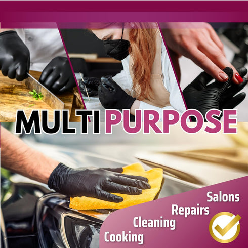 Disposable Black Vinyl Gloves, 4.5Mil, Medium, Latex Free, Cleaning Gloves, Food Safe, 100/1000