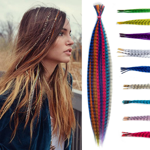 SARLA 16 Inch Synthetic Feather Hair Extensions Kit, 50 Pcs I-tip Hair Feathers for Girls Women, 10 Mixed Colors