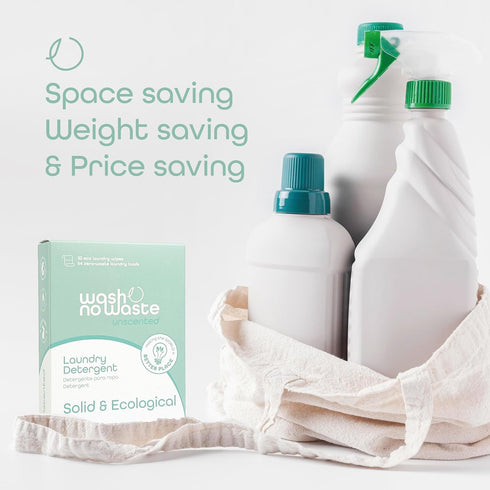 Wash No Waste - PACK 3, Laundry Detergent Strips, 192 washes, Hypoallergenic, Biodegradable, Lavender.
