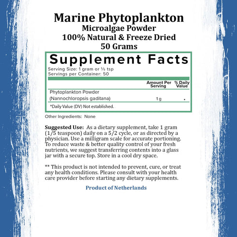 Marine Phytoplankton Powder by Holistic Bin - Vegan Omega 3 Supplement Naturally Grown in Nordic Seawater (50g)