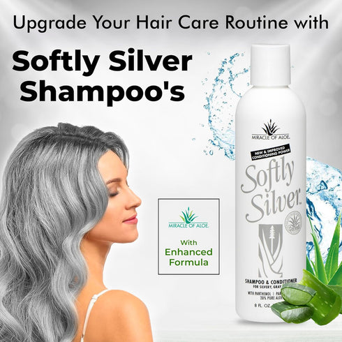 Softly Silver Shampoo, 2 in 1 Purple Restorative Hair Wash for Gray Hair, Adds Luster, Bounce & Body, with Panthenol
