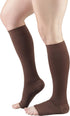 Truform 20-30 mmHg Compression Stockings, Knee High Length, Open Toe, Brown, Large